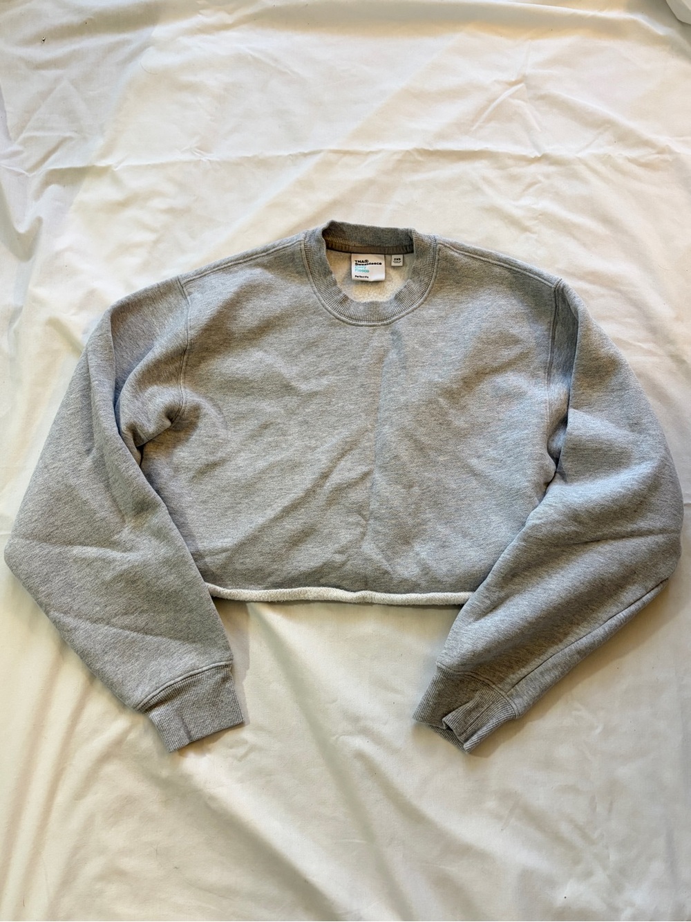 TNA Cropped Crewneck Sweatshirt - Light Gray